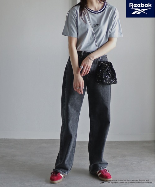 COURO(コウロ)の「【Reebok/リーボック】 ラインリブワンポイント刺繍Tシャツ(Tシャツ/カットソー・レディース・ブラック/グレー/ホワイト/ネイビー・M/L/XL)」の15枚目の写真