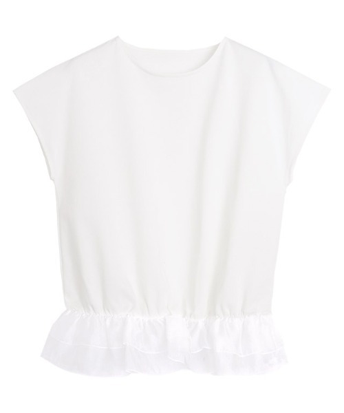Pierrot(ピエロ)の「【イージーケア】裾フリルドッキングカットソー(Tシャツ/カットソー・レディース・オフホワイト/ブラック/グレー系その他・M/L)」の18枚目の写真