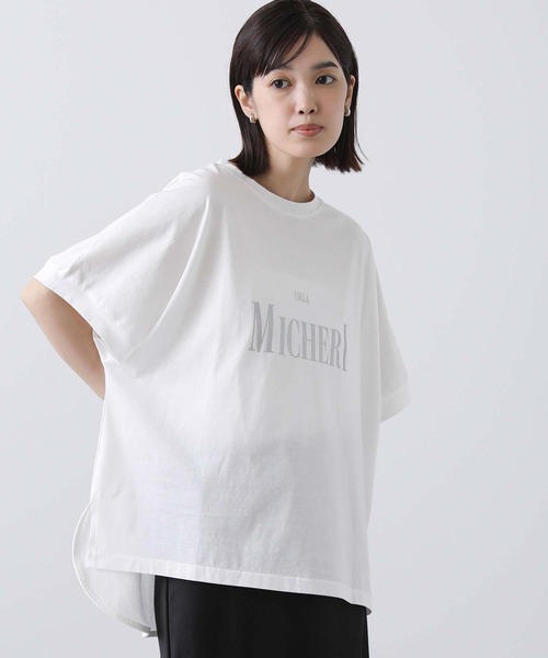 Gready Brilliant（グレディブリリアン）の「ＭＩＣＨＥＲＩ箔ロゴＴシャツ（Tシャツ/カットソー・レディース・オフホワイト/キャメル・38）」の2枚目の写真