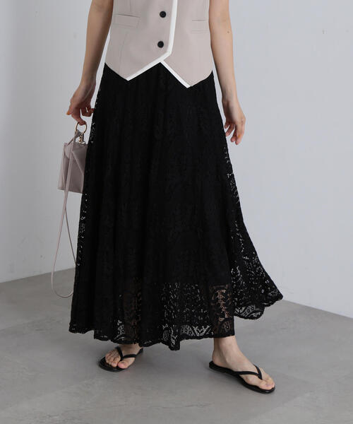 N.（N. Natural Beauty Basic）（エヌエヌナチュラルビューティーベーシック）の「◆切替レースフレアスカート（スカート・レディース・ブラック/オフホワイト・SMALL/MEDIUM）」の7枚目の写真