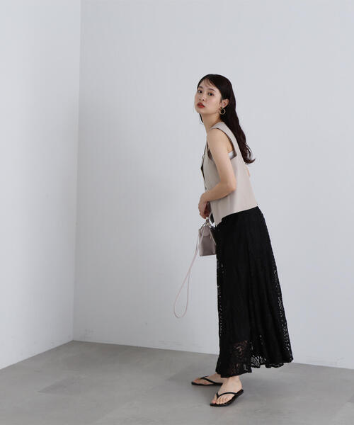 N.（N. Natural Beauty Basic）（エヌエヌナチュラルビューティーベーシック）の「◆切替レースフレアスカート（スカート・レディース・ブラック/オフホワイト・SMALL/MEDIUM）」の11枚目の写真