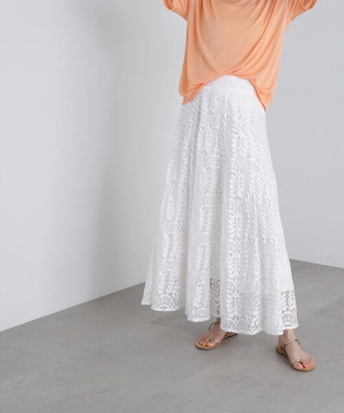 N.（N. Natural Beauty Basic）（エヌエヌナチュラルビューティーベーシック）の「◆切替レースフレアスカート（スカート・レディース・ブラック/オフホワイト・SMALL/MEDIUM）」の12枚目の写真
