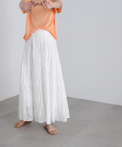 N.（N. Natural Beauty Basic）（エヌエヌナチュラルビューティーベーシック）の「◆切替レースフレアスカート（スカート・レディース・ブラック/オフホワイト・SMALL/MEDIUM）」の18枚目の写真