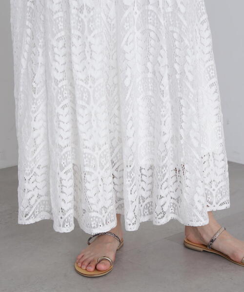 N.（N. Natural Beauty Basic）（エヌエヌナチュラルビューティーベーシック）の「◆切替レースフレアスカート（スカート・レディース・ブラック/オフホワイト・SMALL/MEDIUM）」の5枚目の写真