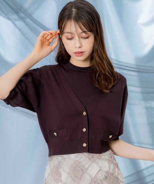 NOELA(ノエラ)の「ノースリニット×6分袖カーデアンサンブル(ニット/セーター・レディース・レッド/ブラウン/オフホワイト/グレー・フリー)」の4枚目の写真