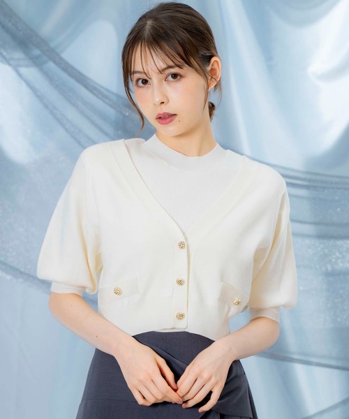 NOELA(ノエラ)の「ノースリニット×6分袖カーデアンサンブル(ニット/セーター・レディース・レッド/ブラウン/オフホワイト/グレー・フリー)」の5枚目の写真