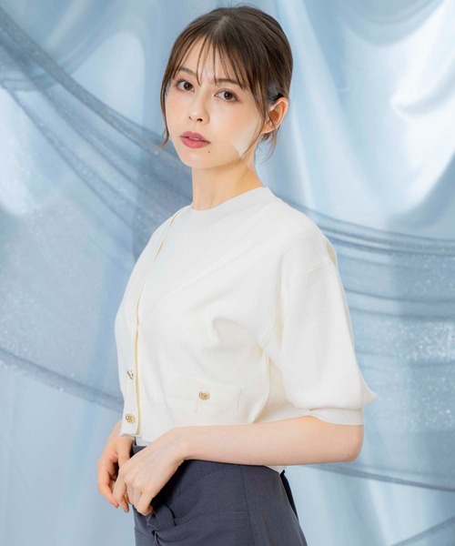 NOELA(ノエラ)の「ノースリニット×6分袖カーデアンサンブル(ニット/セーター・レディース・レッド/ブラウン/オフホワイト/グレー・フリー)」の6枚目の写真