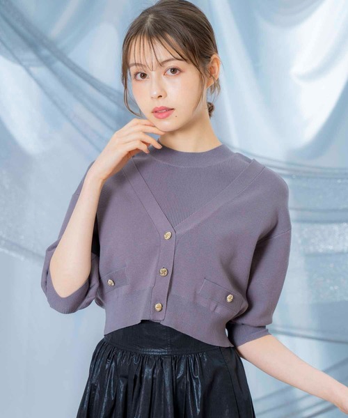 NOELA(ノエラ)の「ノースリニット×6分袖カーデアンサンブル(ニット/セーター・レディース・レッド/ブラウン/オフホワイト/グレー・フリー)」の12枚目の写真