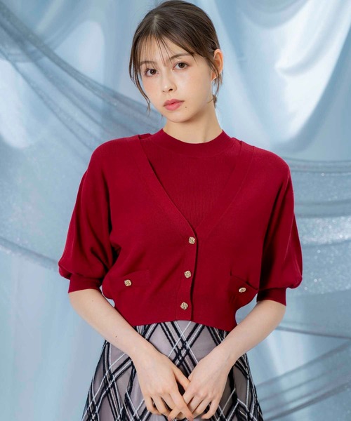 NOELA(ノエラ)の「ノースリニット×6分袖カーデアンサンブル(ニット/セーター・レディース・レッド/ブラウン/オフホワイト/グレー・フリー)」の17枚目の写真