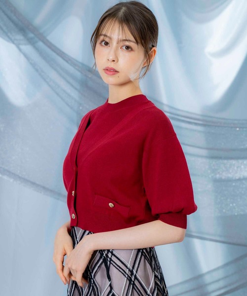 NOELA(ノエラ)の「ノースリニット×6分袖カーデアンサンブル(ニット/セーター・レディース・レッド/ブラウン/オフホワイト/グレー・フリー)」の18枚目の写真