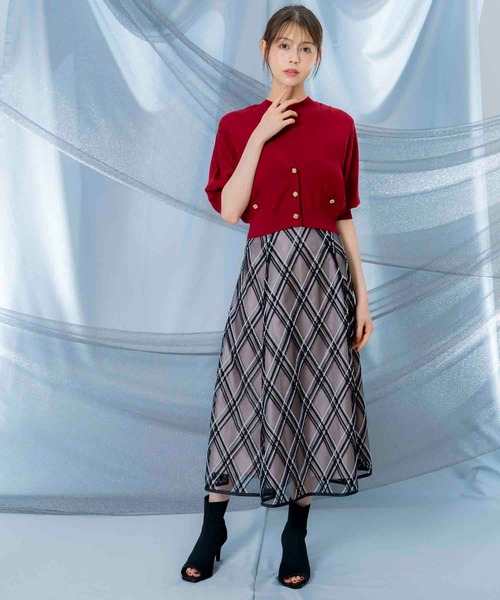 NOELA(ノエラ)の「ノースリニット×6分袖カーデアンサンブル(ニット/セーター・レディース・レッド/ブラウン/オフホワイト/グレー・フリー)」の19枚目の写真