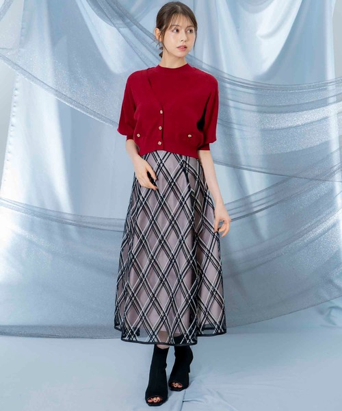 NOELA(ノエラ)の「ノースリニット×6分袖カーデアンサンブル(ニット/セーター・レディース・レッド/ブラウン/オフホワイト/グレー・フリー)」の20枚目の写真