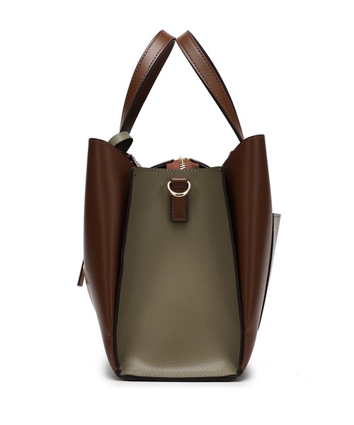 MERCURYDUO（マーキュリーデュオ）の「【MERCURYDUO/マーキュリーデュオ】両アオリポケットサイド配色大開き開口 超軽量ハンドバッグ キーチャーム付（ハンドバッグ・レディース・ブラック/ダークブラウン/ベージュ/アイボリー/ライトグレー/グレイッシュベージュ・FREE）」の14枚目の写真