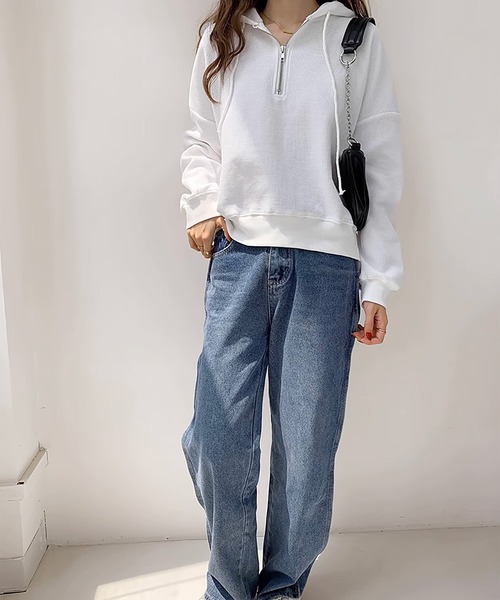 Girly Doll（ガーリードール）の「ジップ付きワッフルパーカー（パーカー・レディース・ホワイト/ピンク/ベージュ・M/L）」の9枚目の写真
