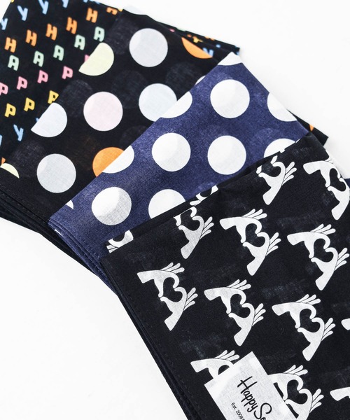 Happy Socks(ハッピーソックス)の「/Happy Socks/Design Handkerchief(ハンカチ/ハンドタオル・レディース・ネイビー/ブラック系その他/ブラック系その他2/ブラック系その他3・FREE)」の5枚目の写真