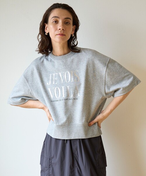 UNFILO(アンフィーロ)の「【吸水速乾/UVケア】ハーフスリーブ ロゴSWEAT(Tシャツ/カットソー・レディース・アイボリー系/ネイビー系/ライトグレー系・X-LARGE)」の2枚目の写真