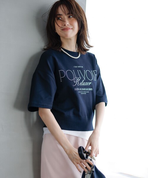 UNFILO(アンフィーロ)の「【吸水速乾/UVケア】ハーフスリーブ ロゴSWEAT(Tシャツ/カットソー・レディース・アイボリー系/ネイビー系/ライトグレー系・X-LARGE)」の3枚目の写真