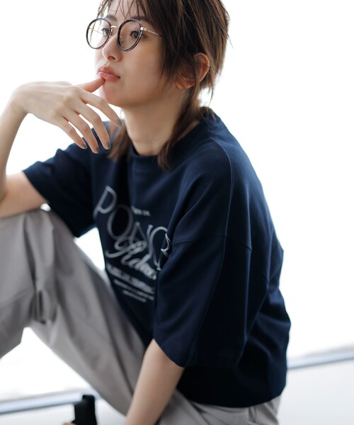 UNFILO(アンフィーロ)の「【吸水速乾/UVケア】ハーフスリーブ ロゴSWEAT(Tシャツ/カットソー・レディース・アイボリー系/ネイビー系/ライトグレー系・X-LARGE)」の4枚目の写真