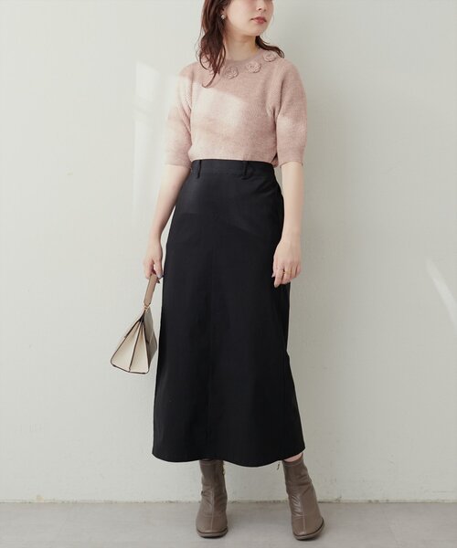 natural couture(ナチュラルクチュール)の「スーパーストレッチスリット付スカート(スカート・レディース・チャコールグレー/ブラック/インディゴブルー/その他1/その他2・FREE)」の2枚目の写真
