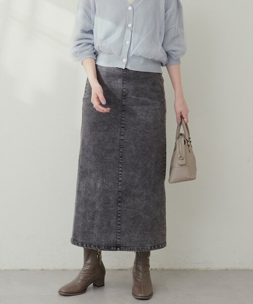 natural couture(ナチュラルクチュール)の「スーパーストレッチスリット付スカート(スカート・レディース・チャコールグレー/ブラック/インディゴブルー/その他1/その他2・FREE)」の11枚目の写真