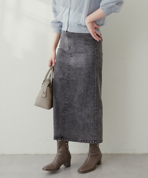 natural couture(ナチュラルクチュール)の「スーパーストレッチスリット付スカート(スカート・レディース・チャコールグレー/ブラック/インディゴブルー/その他1/その他2・FREE)」の10枚目の写真