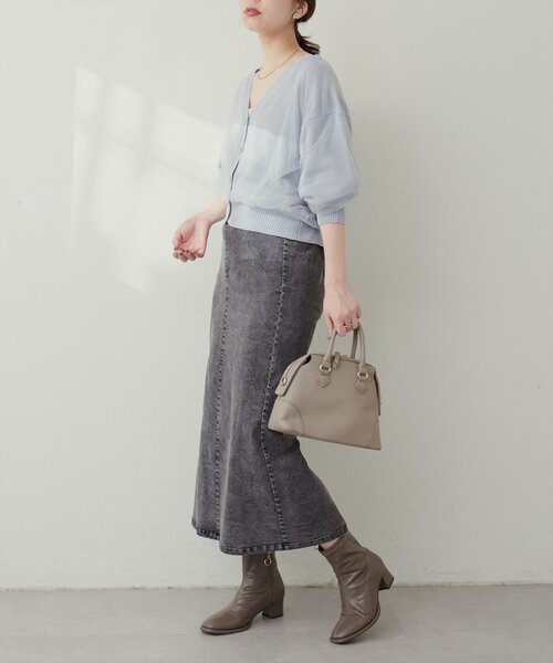 natural couture(ナチュラルクチュール)の「スーパーストレッチスリット付スカート(スカート・レディース・チャコールグレー/ブラック/インディゴブルー/その他1/その他2・FREE)」の8枚目の写真