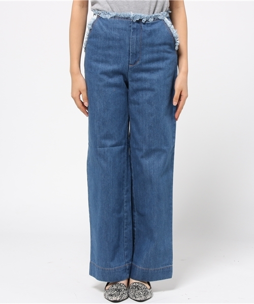 LIMITLESS LUXURY（リミットレスラグジュアリー）の「フリンジデニムワイドパンツ◆（その他パンツ・レディース・ブルー系その他/ネイビー・36/38）」の3枚目の写真