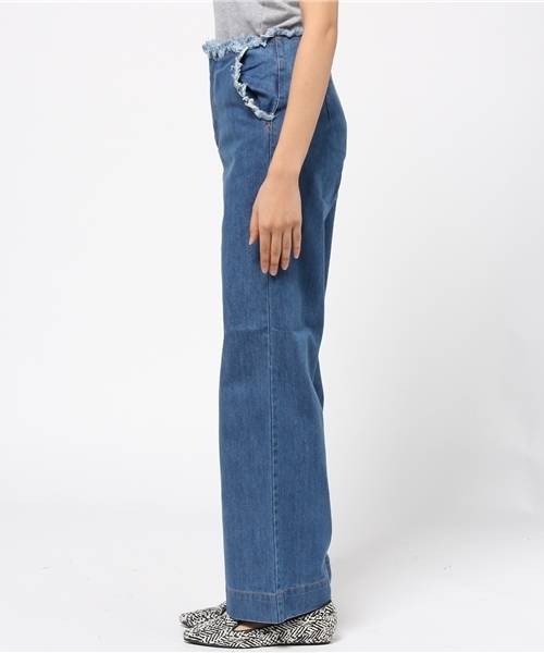 LIMITLESS LUXURY（リミットレスラグジュアリー）の「フリンジデニムワイドパンツ◆（その他パンツ・レディース・ブルー系その他/ネイビー・36/38）」の4枚目の写真