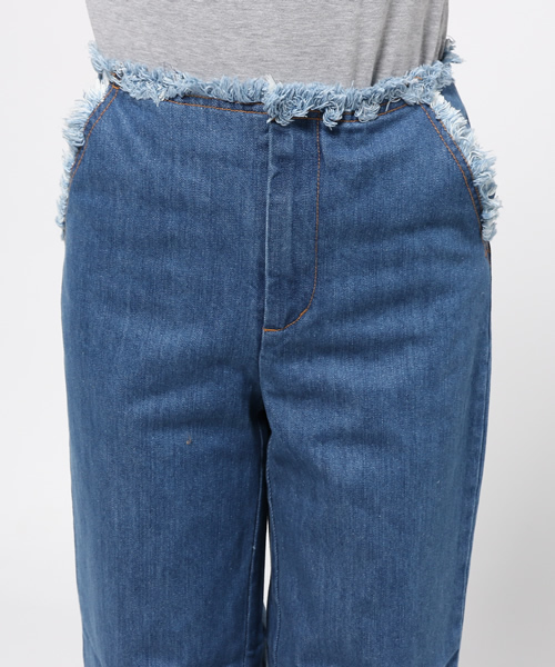 LIMITLESS LUXURY（リミットレスラグジュアリー）の「フリンジデニムワイドパンツ◆（その他パンツ・レディース・ブルー系その他/ネイビー・36/38）」の7枚目の写真