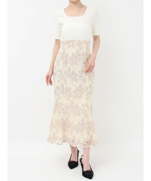 セール】レースドッキングカットマーメイドワンピース