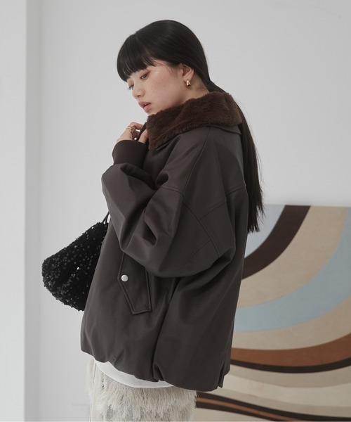 セール】【ファー取り外し】 ヴィンテージライクレザー オーバー