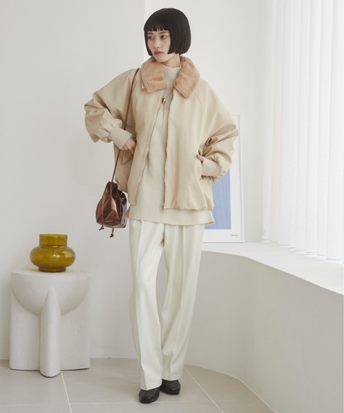 ANGIE（アンジー）の「【ファー取り外し】 ヴィンテージライクレザー オーバーサイズ ブルゾン（ブルゾン・レディース・ダークブラウン/アイボリー/ブラック・FREE）」の13枚目の写真