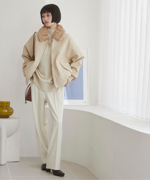 ANGIE（アンジー）の「【ファー取り外し】 ヴィンテージライクレザー オーバーサイズ ブルゾン（ブルゾン・レディース・ダークブラウン/アイボリー/ブラック・FREE）」の14枚目の写真