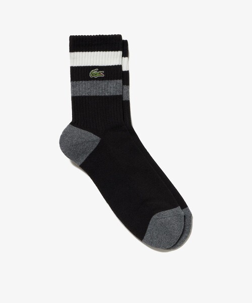 LACOSTE(ラコステ)の「バイカラーボーダーアメリブソックス 25-27cm(ソックス/靴下・メンズ・ホワイト/トリコロール/ブラック/カーキ・27.0cm)」の3枚目の写真