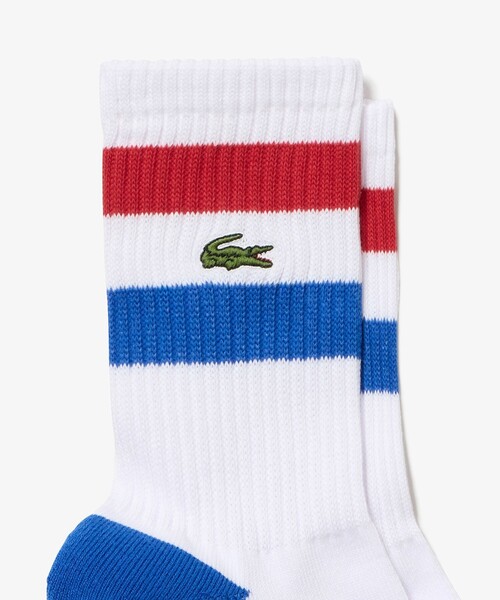 LACOSTE(ラコステ)の「バイカラーボーダーアメリブソックス 25-27cm(ソックス/靴下・メンズ・ホワイト/トリコロール/ブラック/カーキ・27.0cm)」の6枚目の写真
