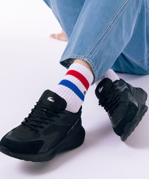 LACOSTE(ラコステ)の「バイカラーボーダーアメリブソックス 25-27cm(ソックス/靴下・メンズ・ホワイト/トリコロール/ブラック/カーキ・27.0cm)」の7枚目の写真