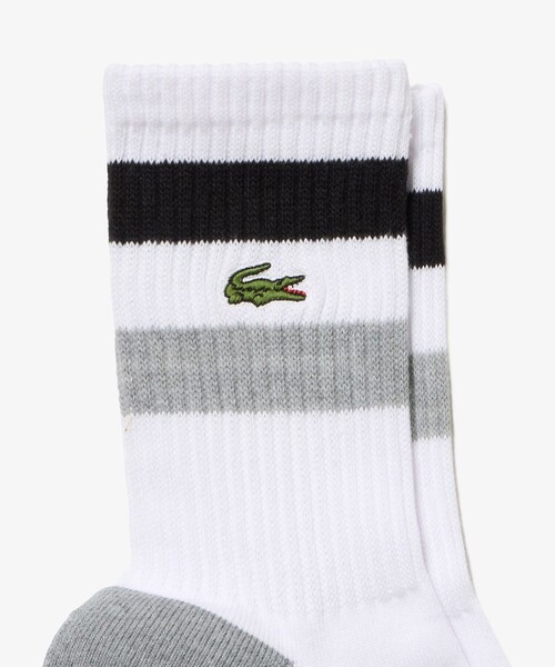 LACOSTE(ラコステ)の「バイカラーボーダーアメリブソックス 25-27cm(ソックス/靴下・メンズ・ホワイト/トリコロール/ブラック/カーキ・27.0cm)」の8枚目の写真