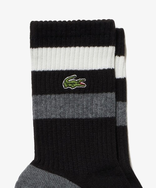 LACOSTE(ラコステ)の「バイカラーボーダーアメリブソックス 25-27cm(ソックス/靴下・メンズ・ホワイト/トリコロール/ブラック/カーキ・27.0cm)」の11枚目の写真