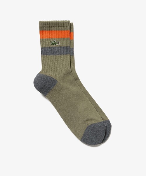 LACOSTE(ラコステ)の「バイカラーボーダーアメリブソックス 25-27cm(ソックス/靴下・メンズ・ホワイト/トリコロール/ブラック/カーキ・27.0cm)」の12枚目の写真