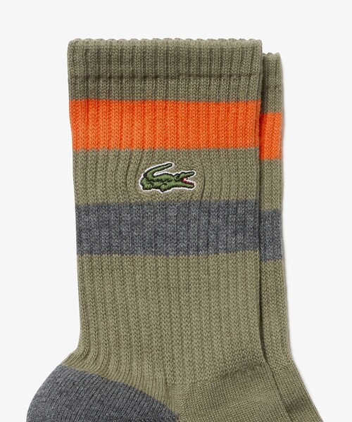 LACOSTE(ラコステ)の「バイカラーボーダーアメリブソックス 25-27cm(ソックス/靴下・メンズ・ホワイト/トリコロール/ブラック/カーキ・27.0cm)」の13枚目の写真
