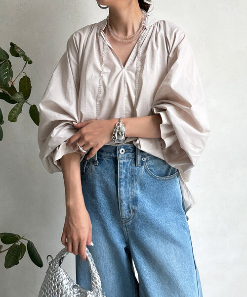 【セール】エアリーギャザーブラウス（シャツ/ブラウス）｜DouDou（ドゥドゥ）