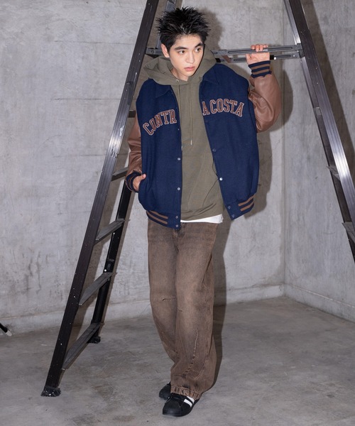 WEGO（ウィゴー）の「WEGO/メルトンワッペンスタジャン（スタジャン・メンズ・ダークグリーン/ブラック系その他/ワイン/ブラック/ネイビー/ベージュ・SMALL/MEDIUM/LARGE）」の8枚目の写真