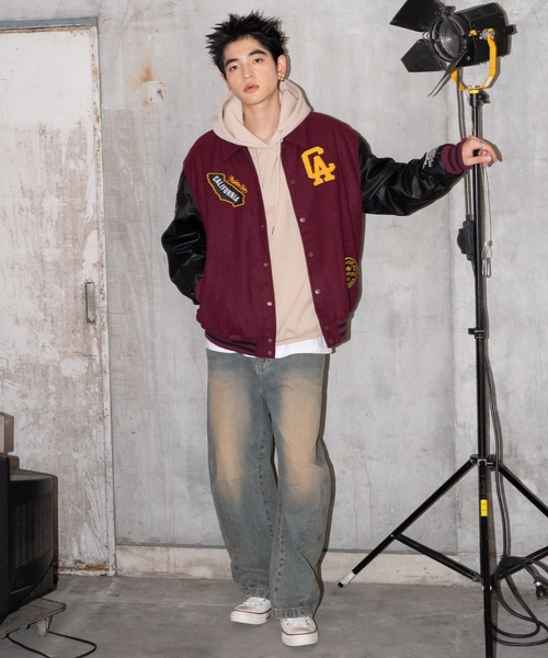 WEGO（ウィゴー）の「WEGO/メルトンワッペンスタジャン（スタジャン・メンズ・ダークグリーン/ブラック系その他/ワイン/ブラック/ネイビー/ベージュ・SMALL/MEDIUM/LARGE）」の10枚目の写真