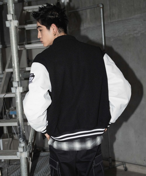 WEGO（ウィゴー）の「WEGO/メルトンワッペンスタジャン（スタジャン・メンズ・ダークグリーン/ブラック系その他/ワイン/ブラック/ネイビー/ベージュ・SMALL/MEDIUM/LARGE）」の14枚目の写真