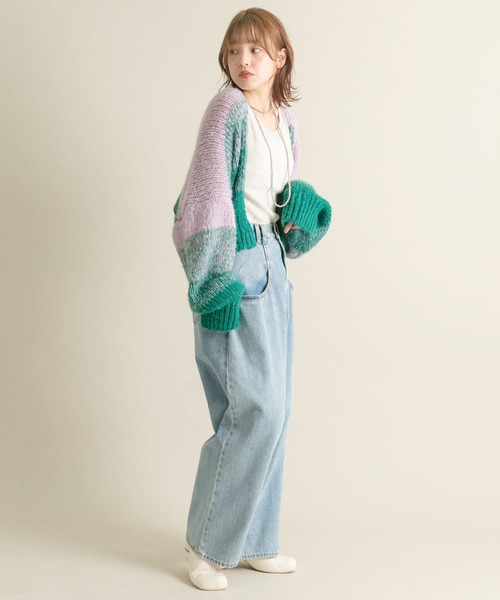 KBF（ケイビーエフ）の「『WEB/一部店舗限定』グラデーションショートカーディガン（カーディガン/ボレロ・レディース・グリーン系その他/ブルー系その他/ホワイト系その他・ONE）」の12枚目の写真