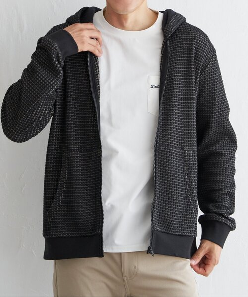 ikka（イッカ）の「【親子コーデ】ビッグワッフルジップパーカー（パーカー・メンズ・グレー/ブラック・M/L/XL/S）」の14枚目の写真