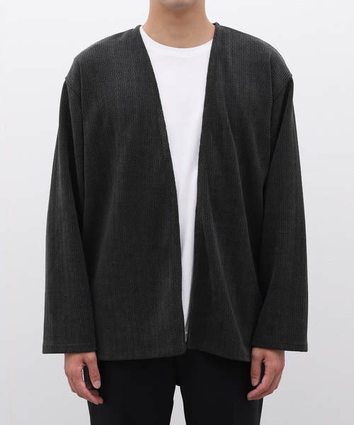 【セール】ヘリンボンJQモール カーディガン（カーディガン/ボレロ）｜417 EDIFICE（フォーワンセブンエディフィス）
