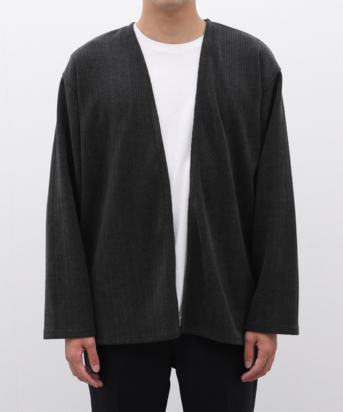 【セール】ヘリンボンJQモール カーディガン（カーディガン/ボレロ）｜417 EDIFICE（フォーワンセブンエディフィス）