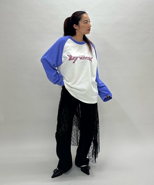 WHO'S WHO gallery(フーズフーギャラリー)の「*3サイズ展開【KOOKY'N/クーキー】BRONXヴィンテージロゴラグランロンt(Tシャツ/カットソー・レディース・ブラック/チャコールグレー/ネイビー/サックスブルー/パープル・MEDIUM/LARGE/X-LARGE)」の10枚目の写真