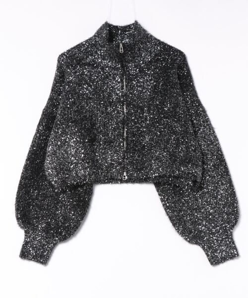 STYLEBLOCK（スタイルブロック）の「ラメシャギーニットジップカーディガン（カーディガン/ボレロ・レディース・ライトグレー/アイボリー/ブラック・M）」の5枚目の写真